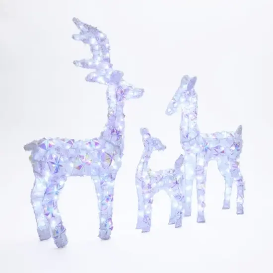 LuxenHome 3-Piece Multi-Color Snowflake Deer Family Outdoor Holiday Decoration with 340 Lights White, Multi image {6}