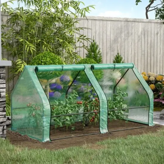 Outsunny 6' x 3' x 3' Mini Greenhouse Portable Hot House with Large Zipper Doors & Water/UV PE Cover for Outdoor and Garden, Green image {1}