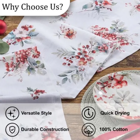 Split P First Snow Floral Table Runner 15" X 72" image {4}