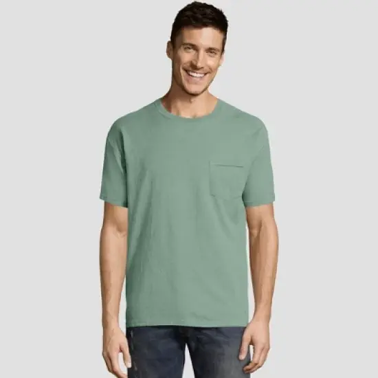 Hanes Men's Short Sleeve 1901 Garment Dyed Pocket T-Shirt image {7}
