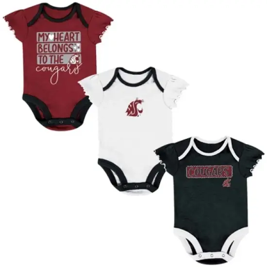 NCAA Washington State Cougars Infant Girls' 3pk Bodysuit Set image {4}