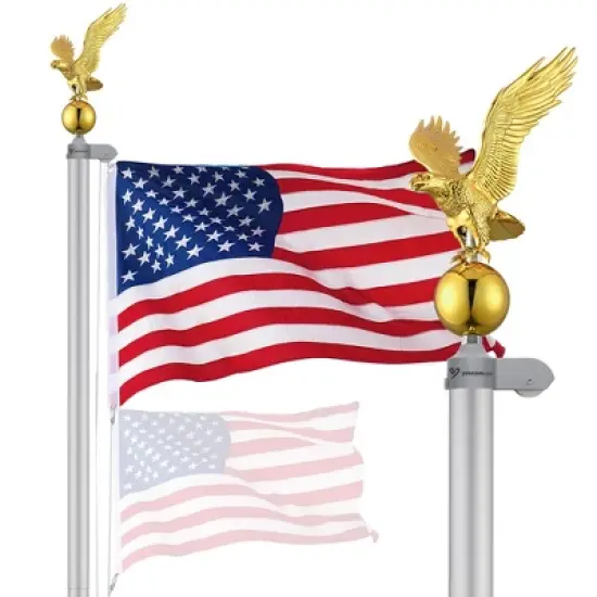 Yescom 20 Ft Aluminum Sectional Flag Pole Kit Eagle Topper Silver image {9}