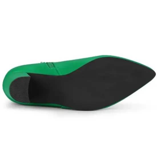 Allegra K Women's Pointed Toe Chunky High Heels Ankle Boots image {5}