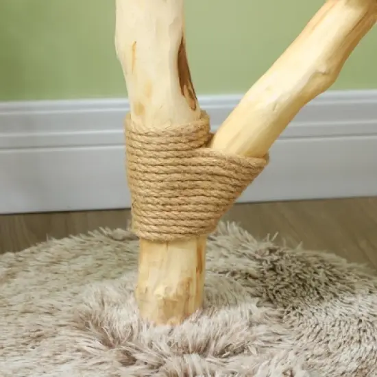 PawHut Cat Tree Tower, 35 Inch Modern Cat Tree for Indoor Adult Cats with Wooden Scratching Posts, Cat Bed & Rope Cat Toy, Brown image {5}
