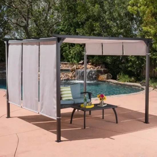 Lawrence 10' x 10' Steel Gazebo - Gray - Christopher Knight Home image {1}