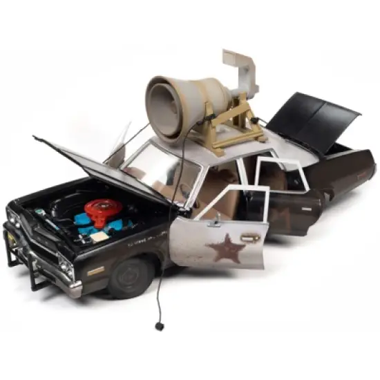 1974 Dodge Monaco "Bluesmobile" Black & White (Dirty) w/Figures "The Blues Brothers" (1980) 1/18 Diecast Model Car by Auto World image {1}