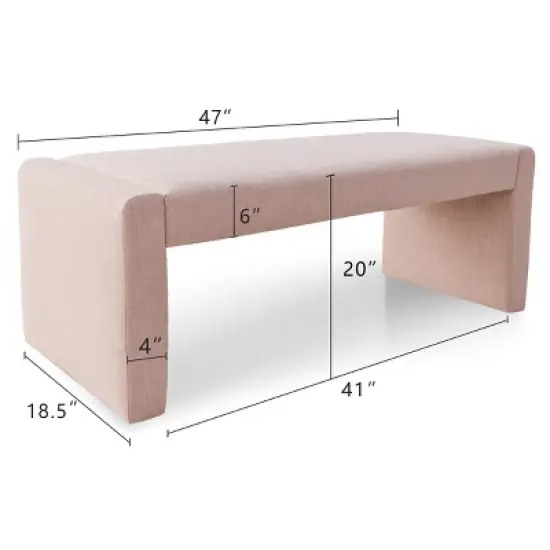 Kaia 47" Contemporary Farmhouse Linen Fabric Waterfall Upholstered Bench-The Pop Maison image {5}