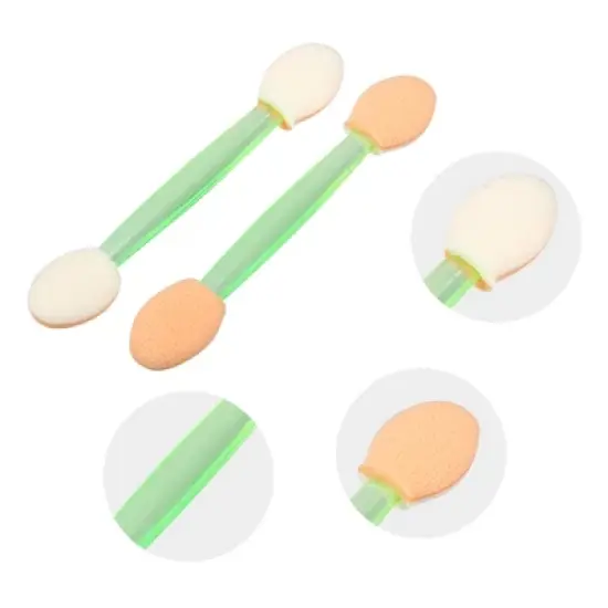 Unique Bargains Short Sponge Dual Sides EyeShadow Makeup Applicators Brushes Green White 25 PCS image {2}