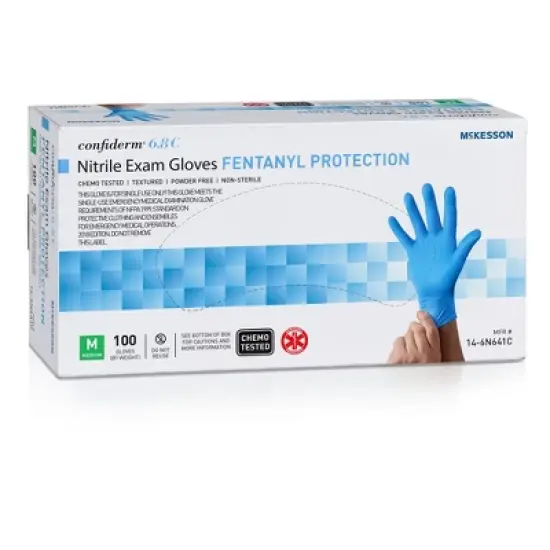 6.8C Confiderm McKesson Nitrile Exam Glove Blue Fully Textured Medium image {1}