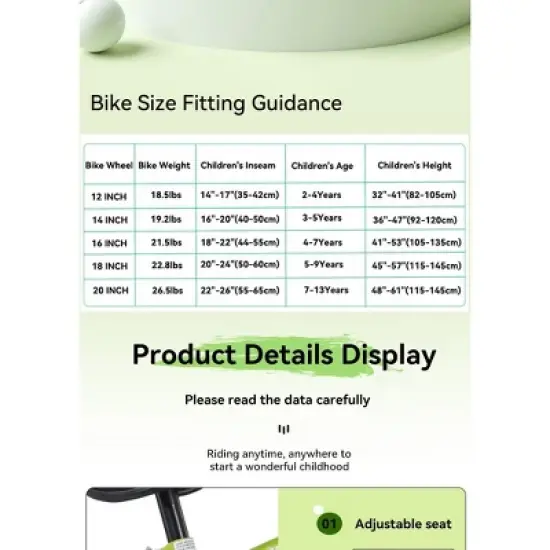 VASIP 18 inch Pink Kids Bike with Training Wheels & Stand - Adjustable Seat for Boys & Girls Ages 5-10 (45-57") image {11}