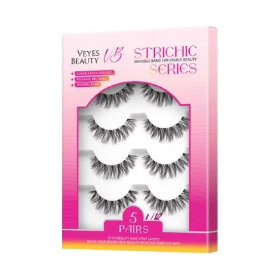 VEYES Wispy False Eyelashes Invisible Band Multipack Lightweight Comfortable Delicate Volume Wispy-Looking Reusable Cruelty-Free 5 Pairs Phoenix image {4}