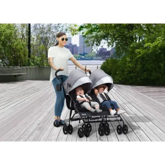 Jeep PowerGlyde Side-by-Side Double Stroller by Delta Children - Gray image {1}