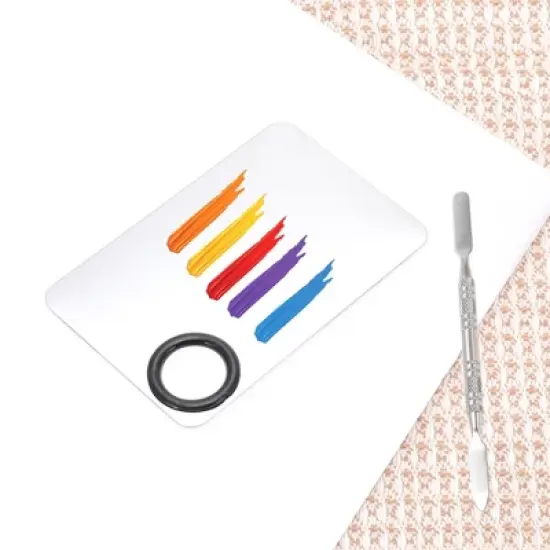 Unique Bargains Portable Square Small Nail Art Palette Silver Tone 1 Set image {5}