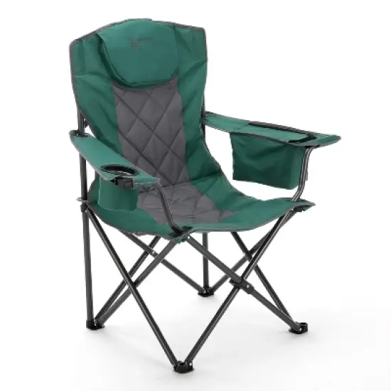 Arrowhead Outdoor Portable Folding Camping Quad Chair w/ 6-Can Cooler, Heavy-Duty Carrying Bag, Supports up to 450lbs (Forest Green) image {6}