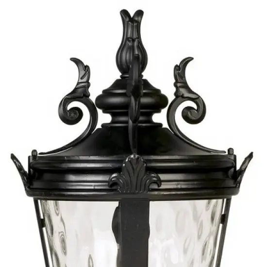 John Timberland Casa Marseille Vintage Outdoor Post Light Textured Black Scroll 25" Clear Hammered Glass for Exterior Barn Deck House Porch Yard Home image {2}