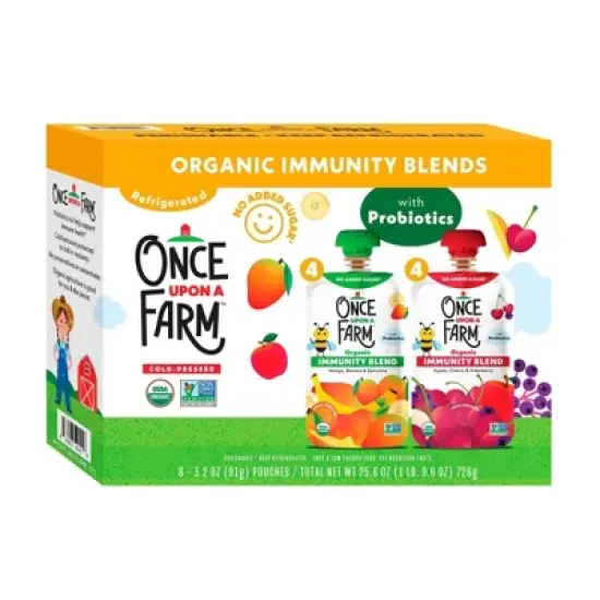 Once Upon a Farm Immunity Blend Fruit Pouches - 25.6oz/8ct image {4}