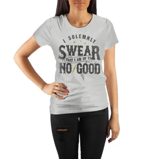 Harry Potter Marauder's Map I Solemnly Swear That I Am Up To No Good Women's White Tee T-Shirt Shirt image {1}