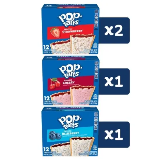 Pop-Tarts Frosted Strawberry, Cherry and Blueberry Toaster Pastries - 81.2oz/48ct image {4}