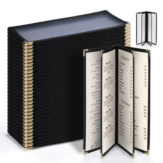 WeChef 30 Pcs Restaurant Menu Covers Holders for 4.25 x 11" Paper 4 Page 8 View image {9}