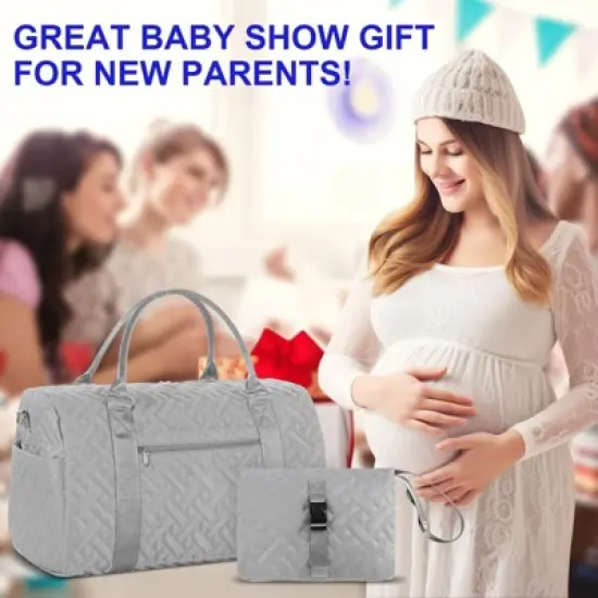 Itopfox Large Tote Diaper Bag for Mom and Baby, Hospital Bag for Twins or 2 Kids, Multi-Pocket Travel Diaper Bag with Insulated Bottle Pockets image {1}