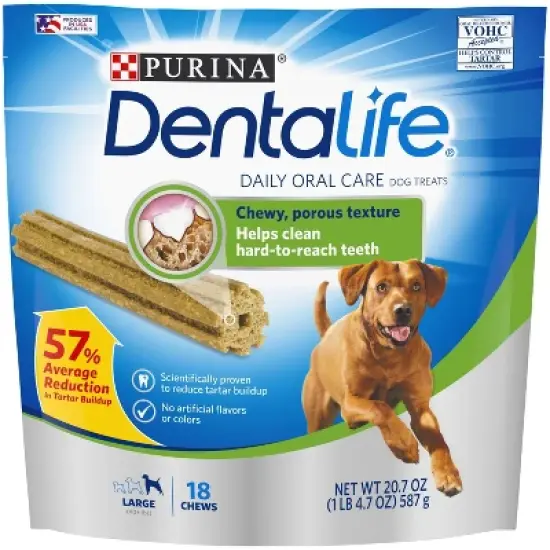 Dentalife Chicken Flavor Large Dental Chewy Dog Treats - 20.7oz/18ct image {4}