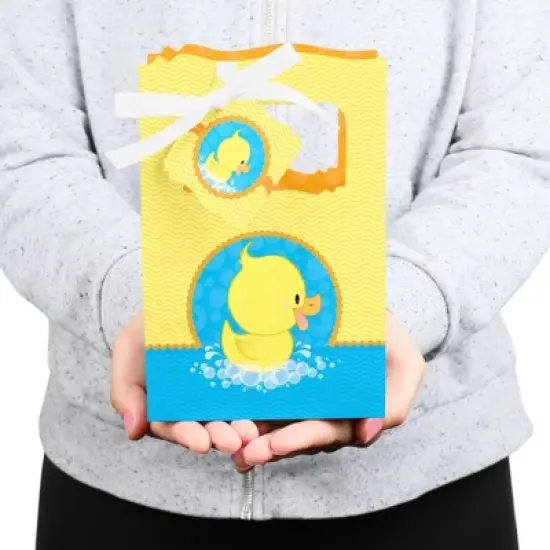 Big Dot of Happiness Ducky Duck - Baby Shower or Birthday Party Favor Boxes - Set of 12 image {3}