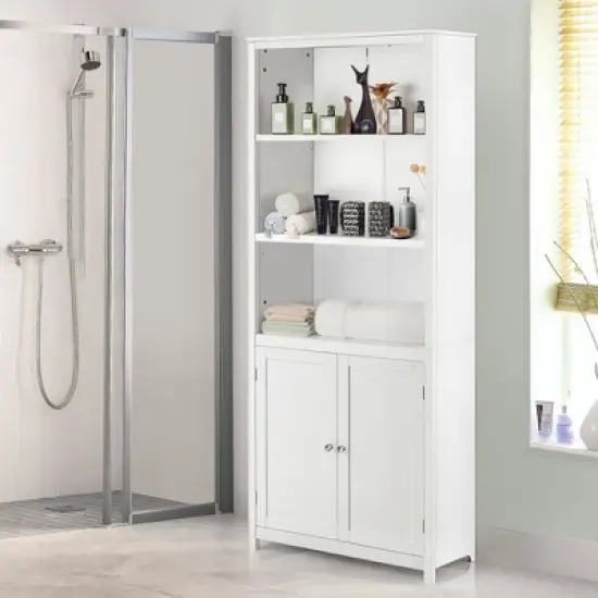 Costway Bookcase Shelving Storage Wooden Cabinet Unit Standing Display Bookcase W/Doors image {4}