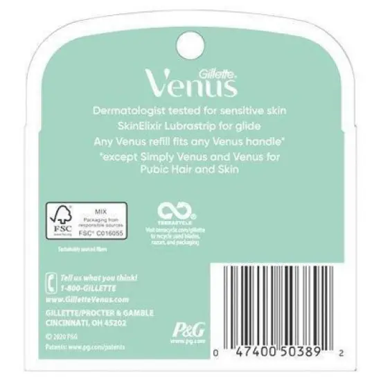 Venus Deluxe Smooth Sensitive Women's Razor + 2 Razor Blade Refills image {8}