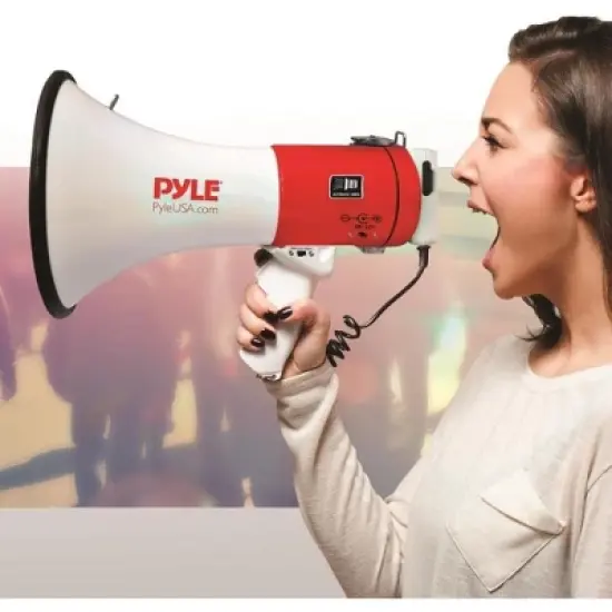 Megaphone with Talk & Siren Modes for Events + USB/MP3 Reader, Aux Input, 50W Power image {6}