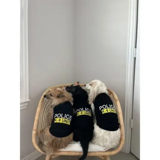 Parisian Pet 'Police' K-9 Unit Dog Outfit &ndash; Comfortable Uniform for Small Dogs & Cats, Black image {3}