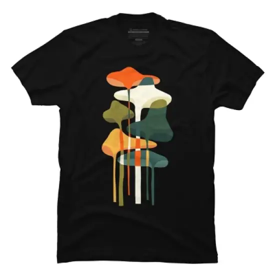 Men's Design By Humans Artistic Wild Mushrooms Glowing By radiomode T-Shirt image {2}