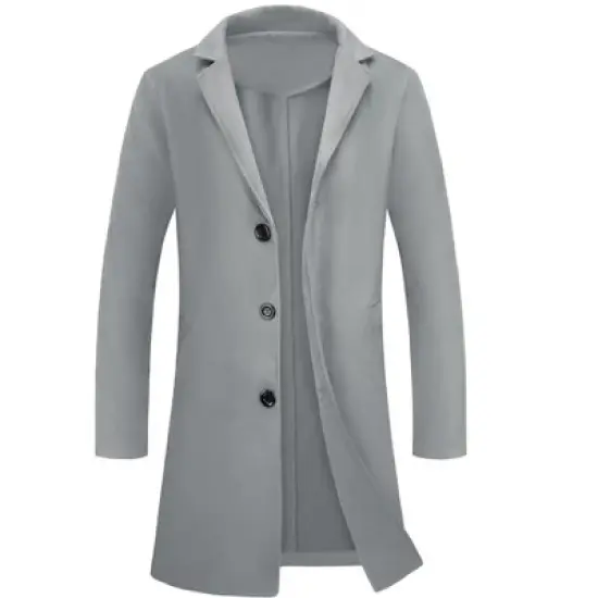 Lars Amadeus Men's Lapel Collar Single Breasted Warm Long Overcoat image {9}