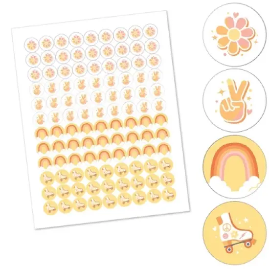 Big Dot of Happiness Stay Groovy - Boho Hippie Party Round Candy Sticker Favors - Labels Fits Chocolate Candy (1 sheet of 108) image {1}