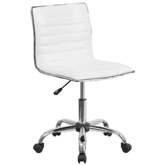Flash Furniture 48" Wide Black Electric Height Adjustable Standing Desk with Designer Armless White Ribbed Swivel Task Office Chair image {2}