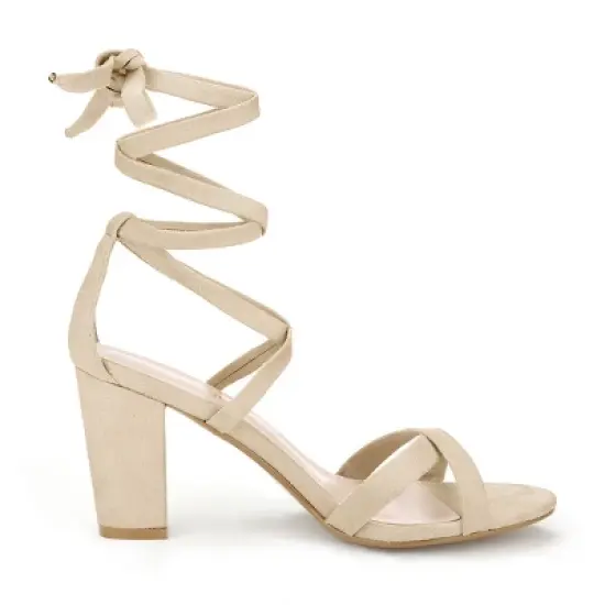 Allegra K Women's Lace Up High Block Heeled Sandals image {6}