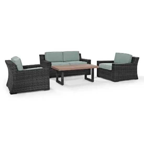 Beaufort 4pc Outdoor Wicker Seating Set - Mist - Crosley image {5}