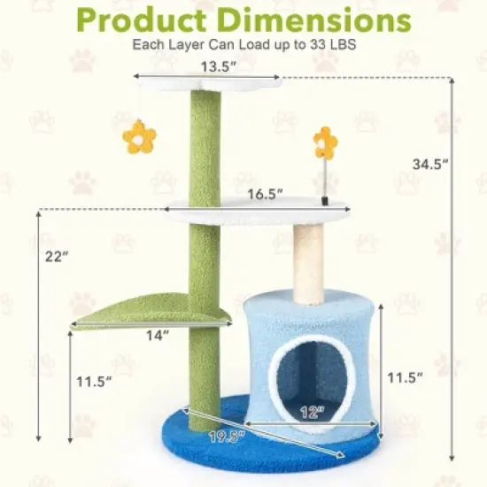 Costway 4-Tier Modern Cat Tree Tower Kitten Activity Center with Sisal Scratching Post image {2}