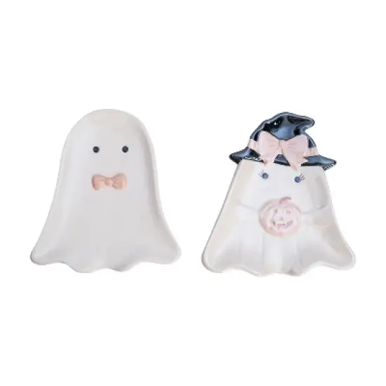 Transpac Dolomite Pearlized Bow Tie Ghost Spoon Rest Ceramic Halloween Tabletop Dishware for Spooky Season Entertaining image {1}