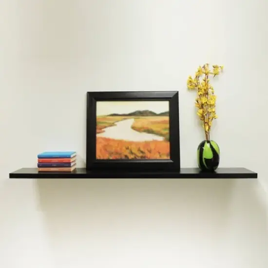 48" Slim Floating Shelf Wall Mounted Hidden Brackets Black - Inplace image {1}