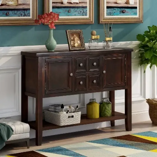 Modernluxe Cambridge Series Buffet Sideboard Console Table with Bottom Shelf image {11}