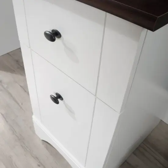 Computer Desk with Cherry Accent Top Soft White - Sauder image {2}