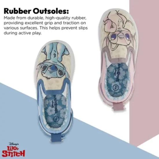 Disney's Lilo and Stitch Girls Slip On Sneakers - Lilo, Stitch, Angel, Ohana Slip-On Design Shoes for Kids - Disney Stitch Slip On Sneakers (10) image {2}