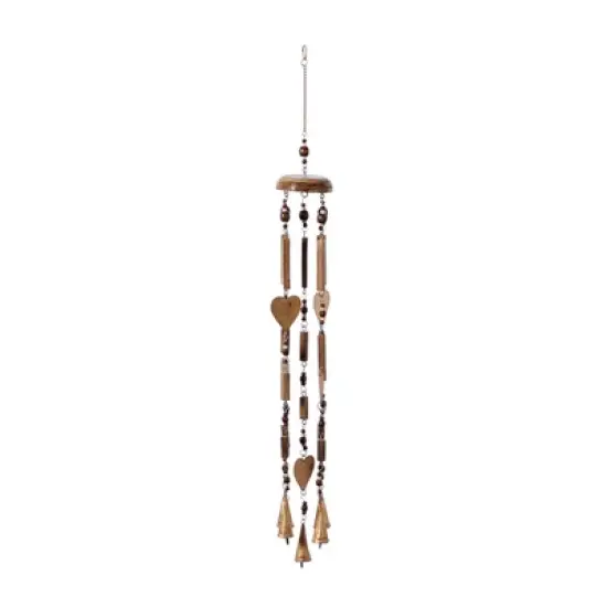 33" Iron Coastal Hearts Windchime Gold - Olivia & May image {3}