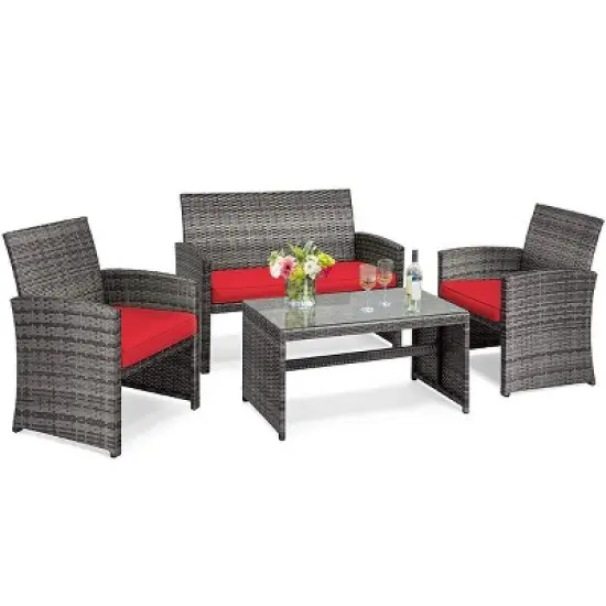 Tangkula 8-Piece Outdoor Patio Furniture Set Rattan Wicker Conversation Sofa Set image {4}