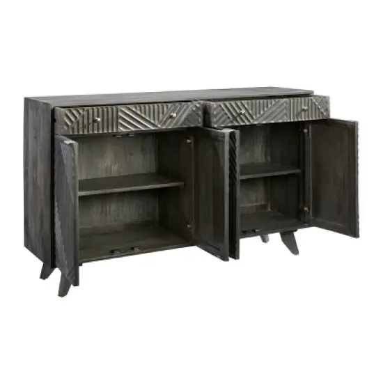 Foundation 4 Door 2 Drawer Credenza Gray - Treasure Trove Accents image {2}