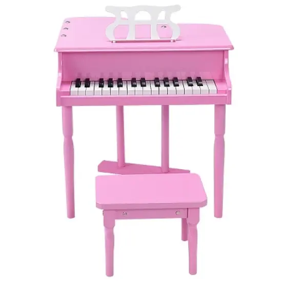 30 key Childs Toy Grand Baby Piano w/ Kids Bench Wood Pink image {5}