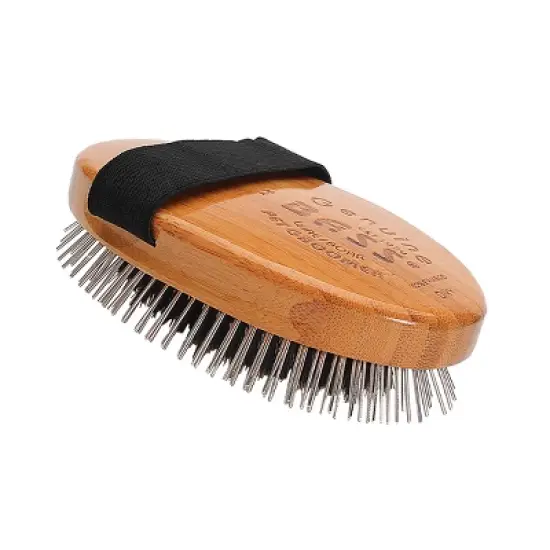 Bass Pet Brushes The Hybrid Groomer Shine & Condition, Patented & Award Winning, Natural Bristle + Alloy Pin Bamboo Handle Palm Style image {3}