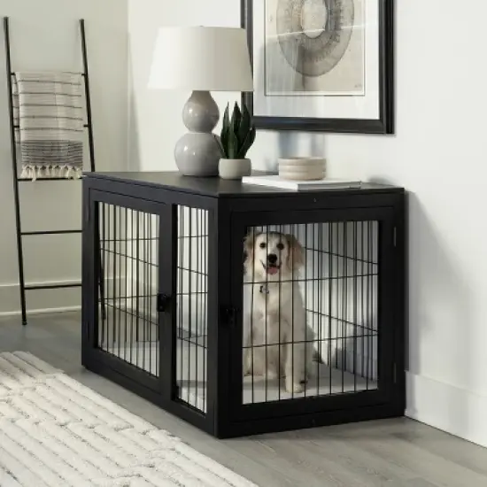 Pet Adobe Furniture-Style Dog Crate, Black image {3}