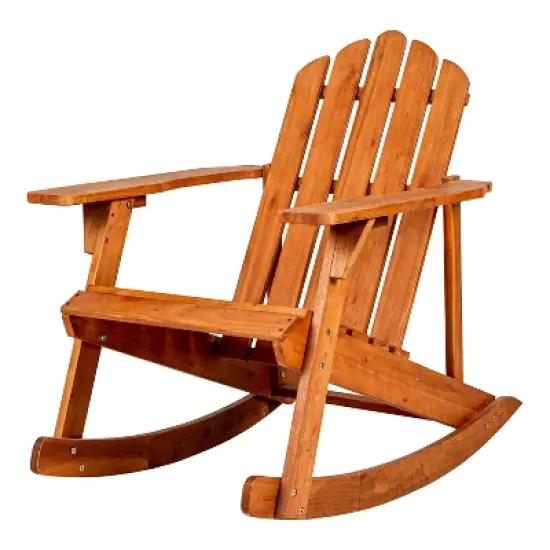 Kiawah Outdoor Patio Classic Acacia Wood Adirondack Rocking Chair -JONATHAN Y image {7}