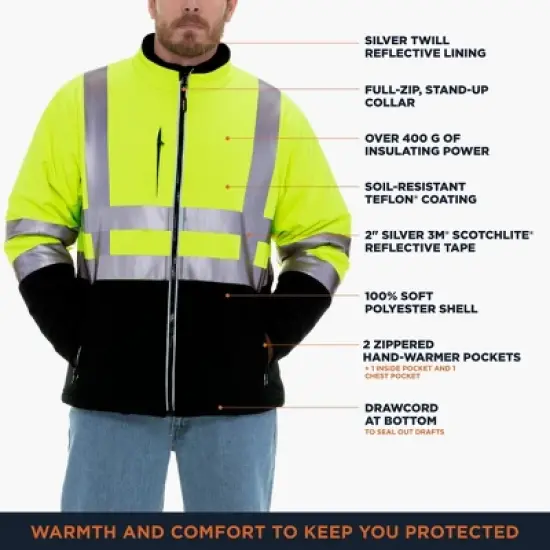 RefrigiWear Mens High Visibility Insulated Softshell Jacket with Reflective Tape image {2}